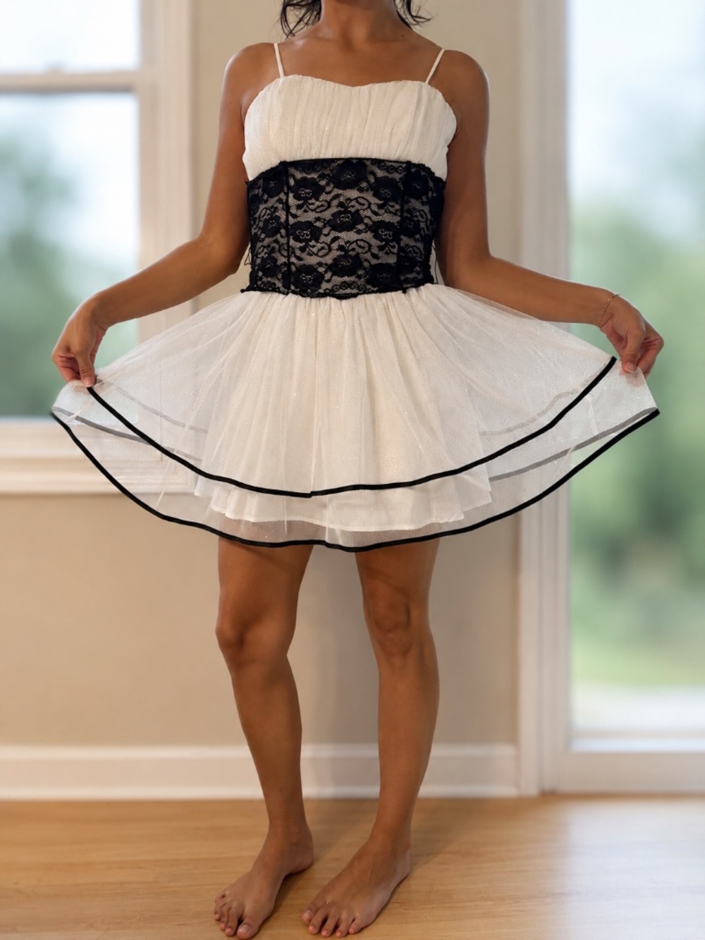 Black and White Mini Homecoming Dress